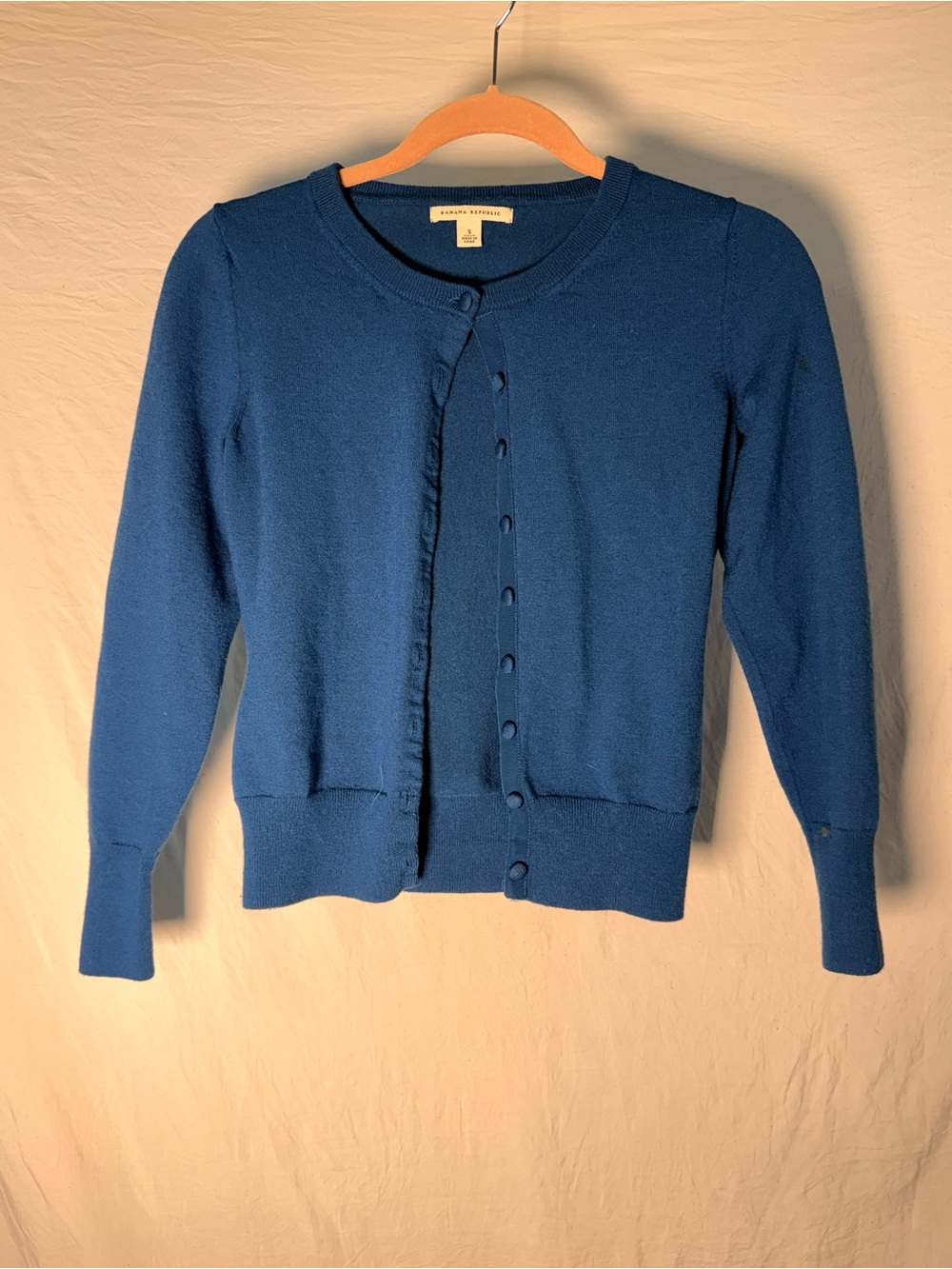 Banana Republic deep turquoise blue Crewneck Button-Up Cardigan size S